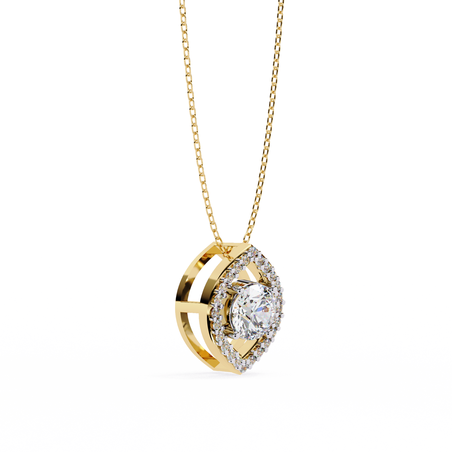 Orbital Halo Solitaire Pendant