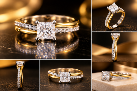 Princess-Cut Solitaire Diamond Ring in Two-Tone Gold