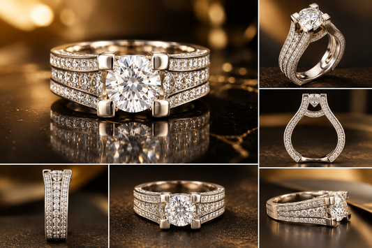 Round Brilliant Diamond Statement Ring in Two-Tone Gold & White Gold