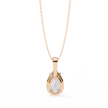 Luna Pear Solitaire Diamond Pendant
