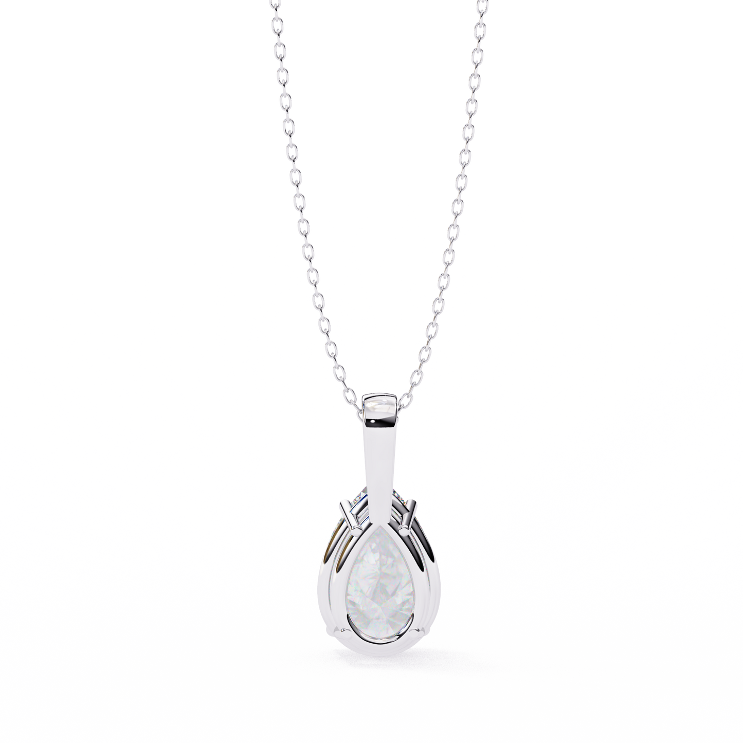Luna Pear Solitaire Diamond Pendant
