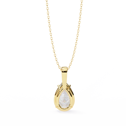 Luna Pear Solitaire Diamond Pendant