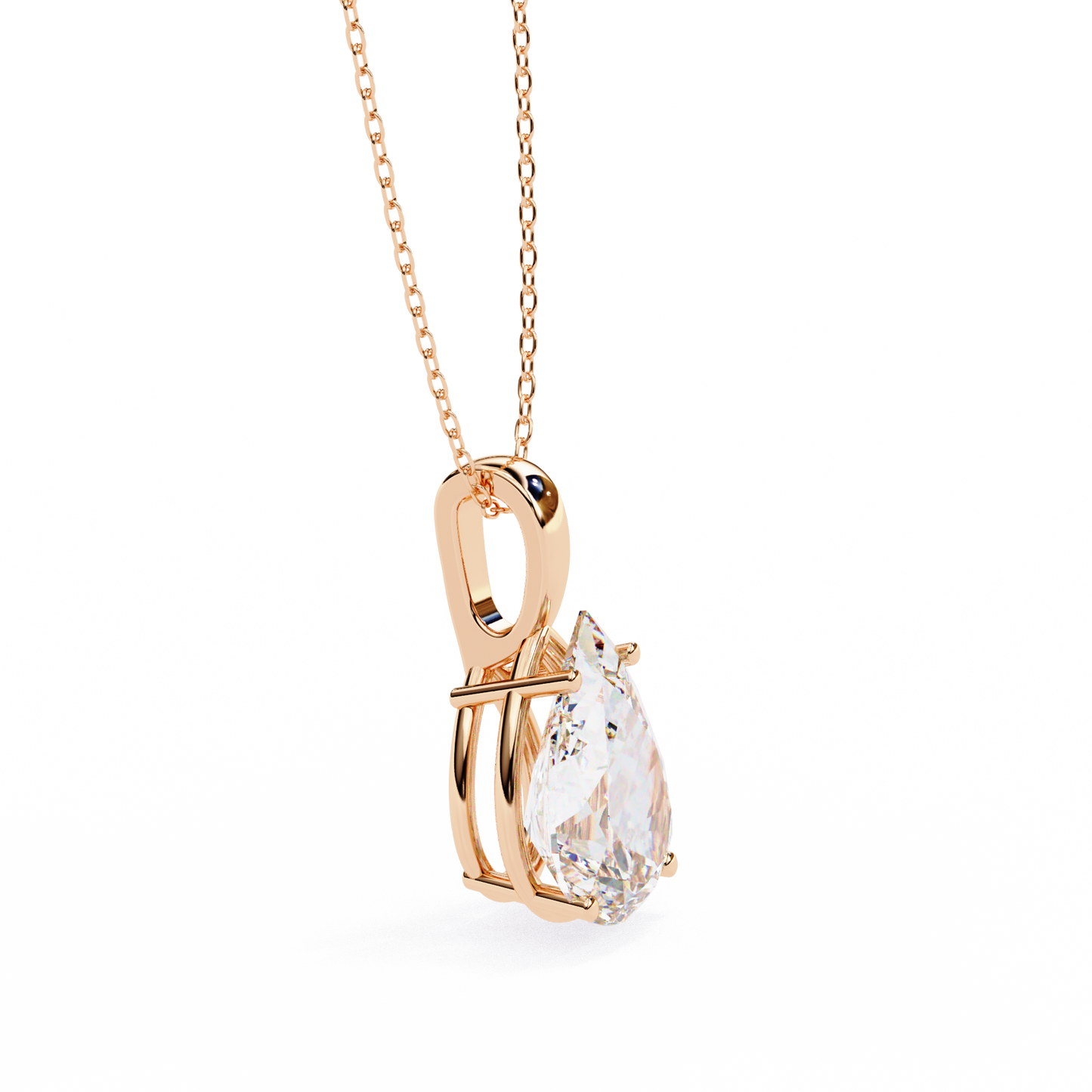 Luna Pear Solitaire Diamond Pendant
