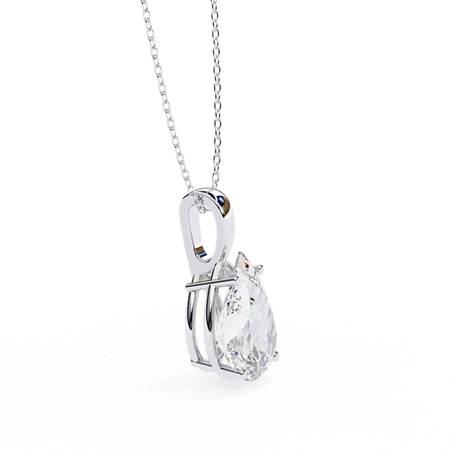 Luna Pear Solitaire Diamond Pendant