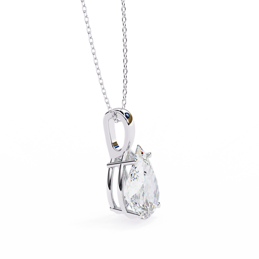 Luna Pear Solitaire Diamond Pendant