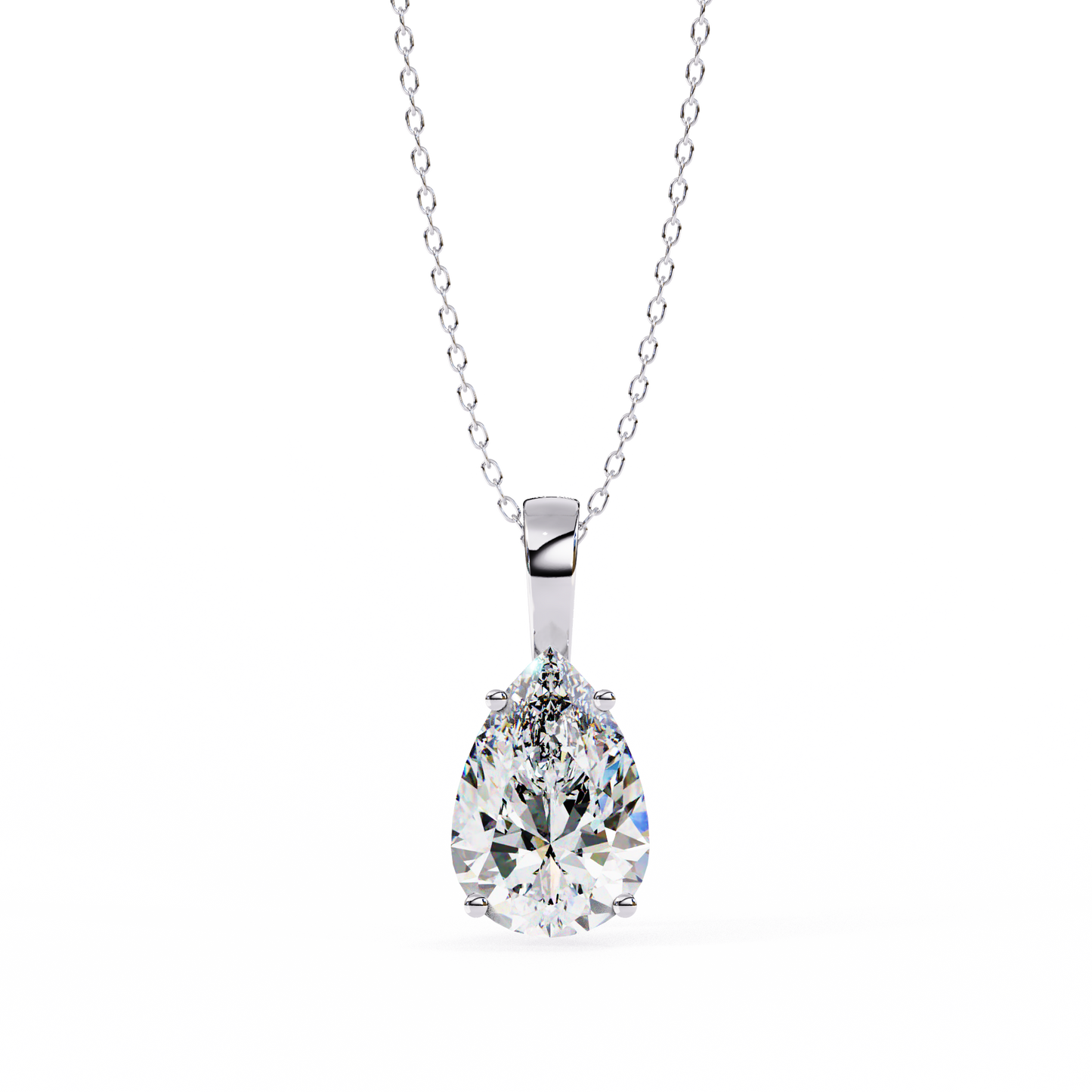 Luna Pear Solitaire Diamond Pendant