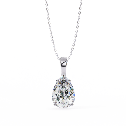 Luna Pear Solitaire Diamond Pendant