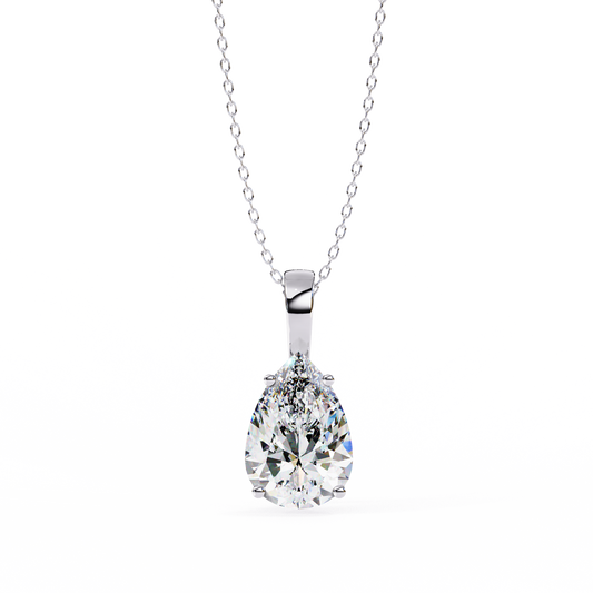 Luna Pear Solitaire Diamond Pendant