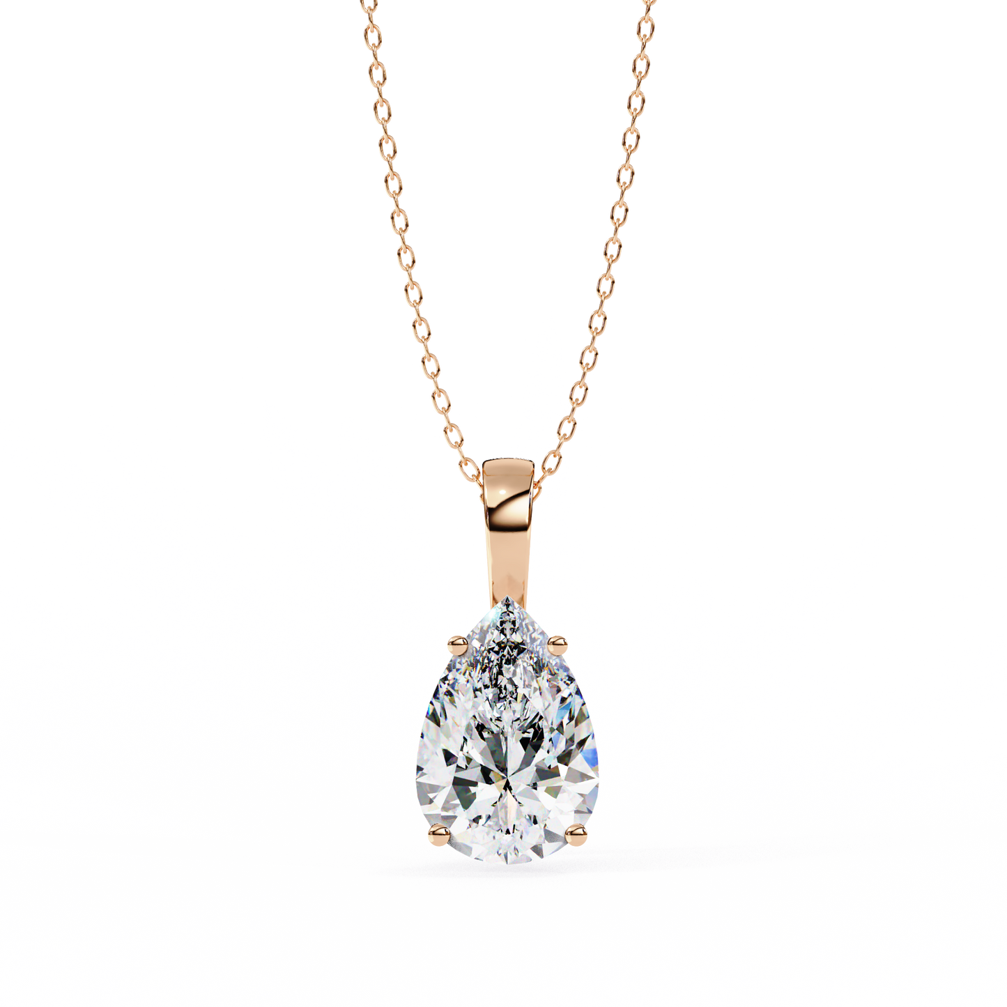 Luna Pear Solitaire Diamond Pendant