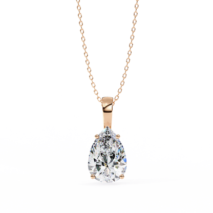 Luna Pear Solitaire Diamond Pendant