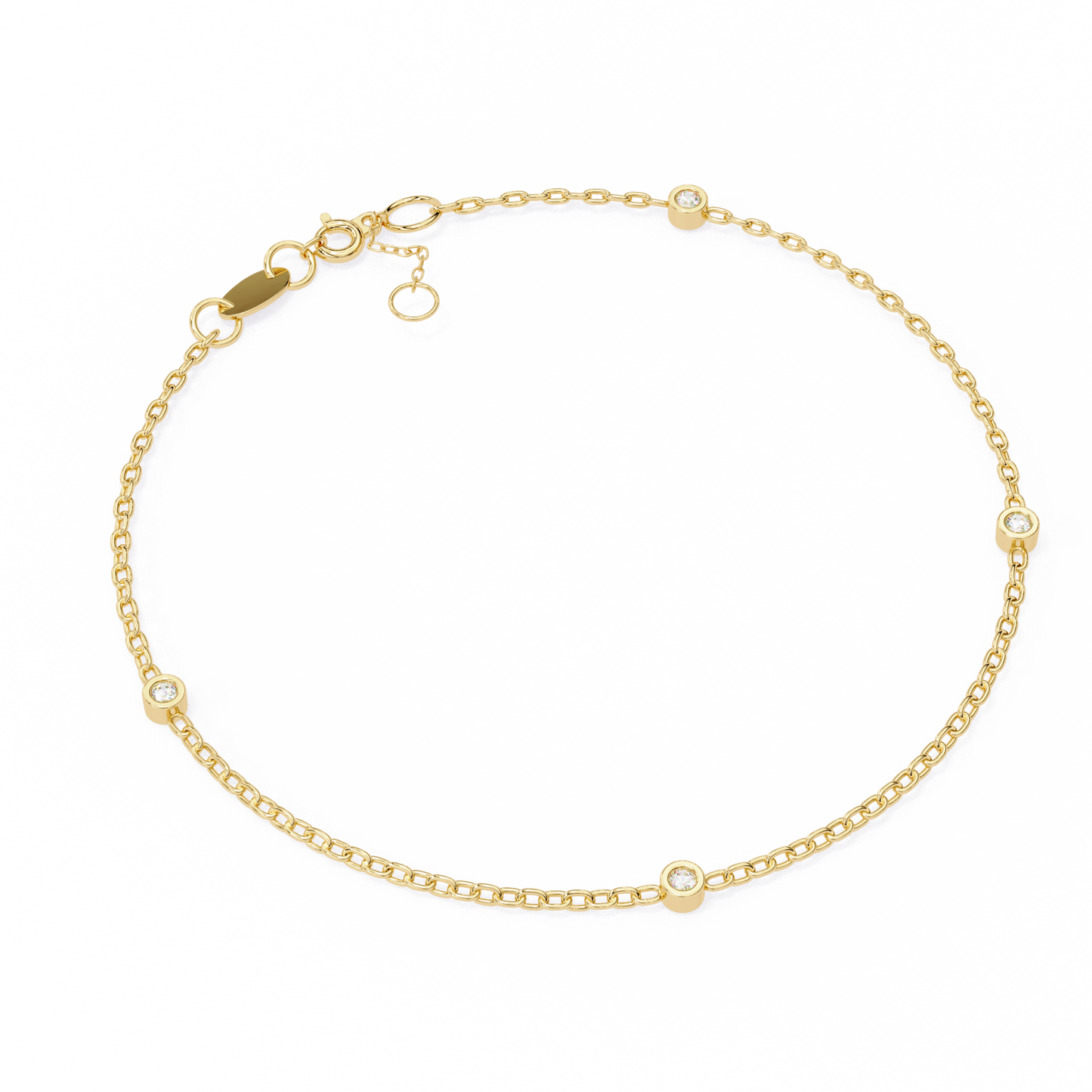 Bezel Set Diamond Station Chain Bracelet