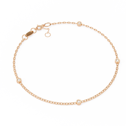 Bezel Set Diamond Station Chain Bracelet