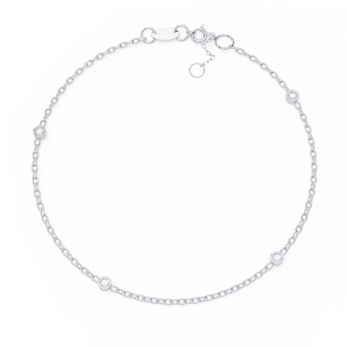 Bezel Set Diamond Station Chain Bracelet