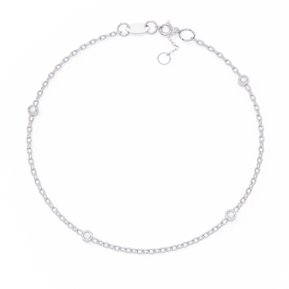 Bezel Set Diamond Station Chain Bracelet