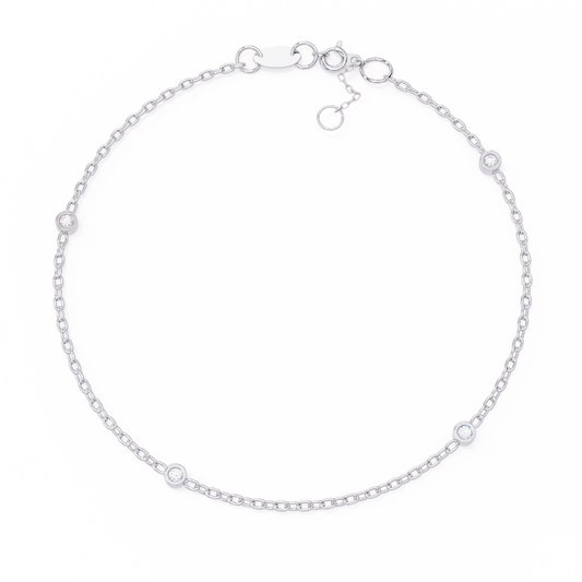 Bezel Set Diamond Station Chain Bracelet