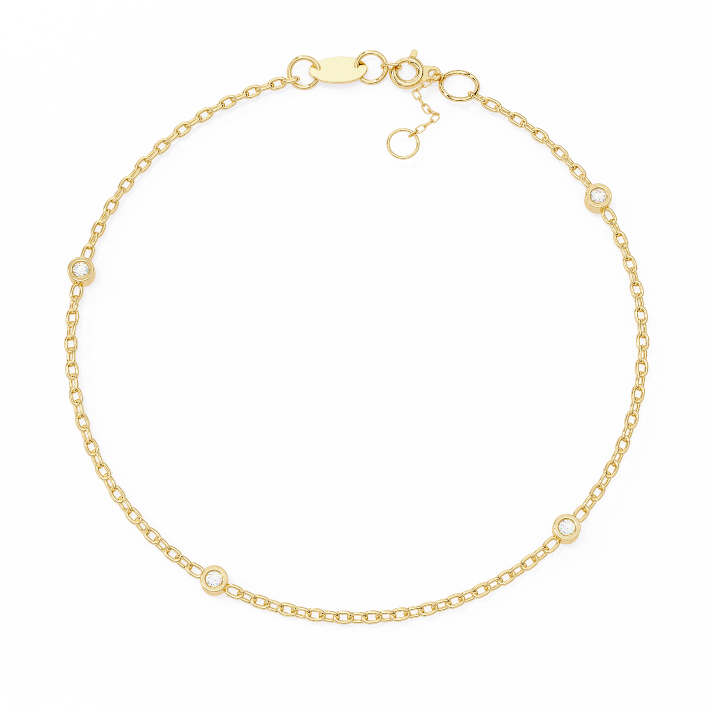 Bezel Set Diamond Station Chain Bracelet