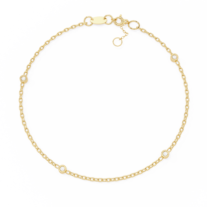 Bezel Set Diamond Station Chain Bracelet