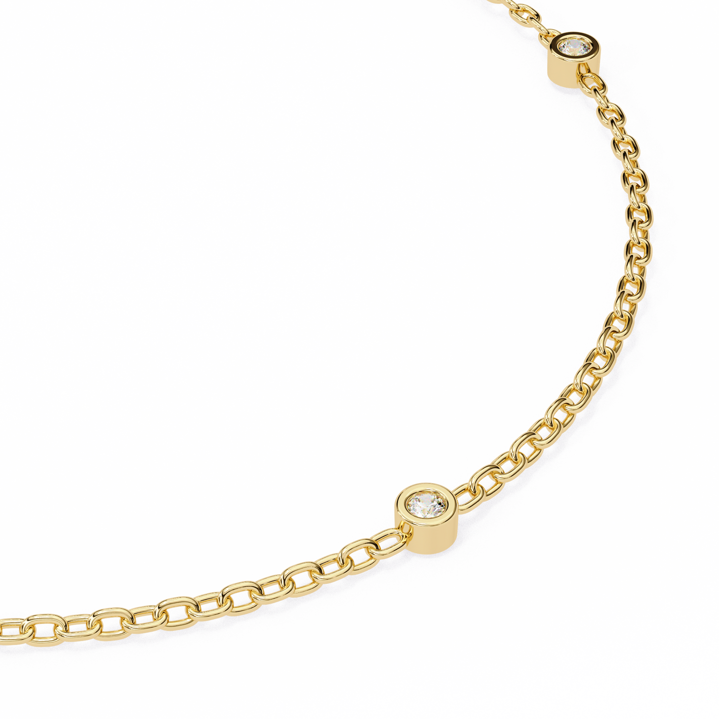 Bezel Set Diamond Station Chain Bracelet