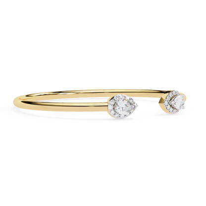 Pear Halo Open Cuff Diamond Bracelet