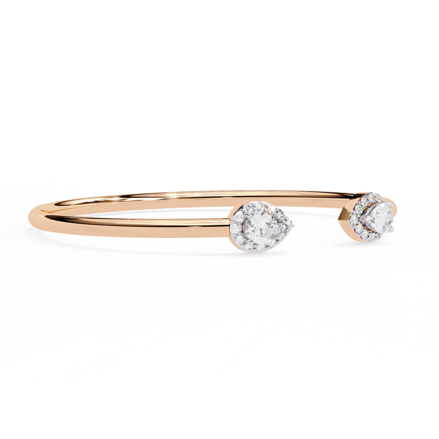 Pear Halo Open Cuff Diamond Bracelet