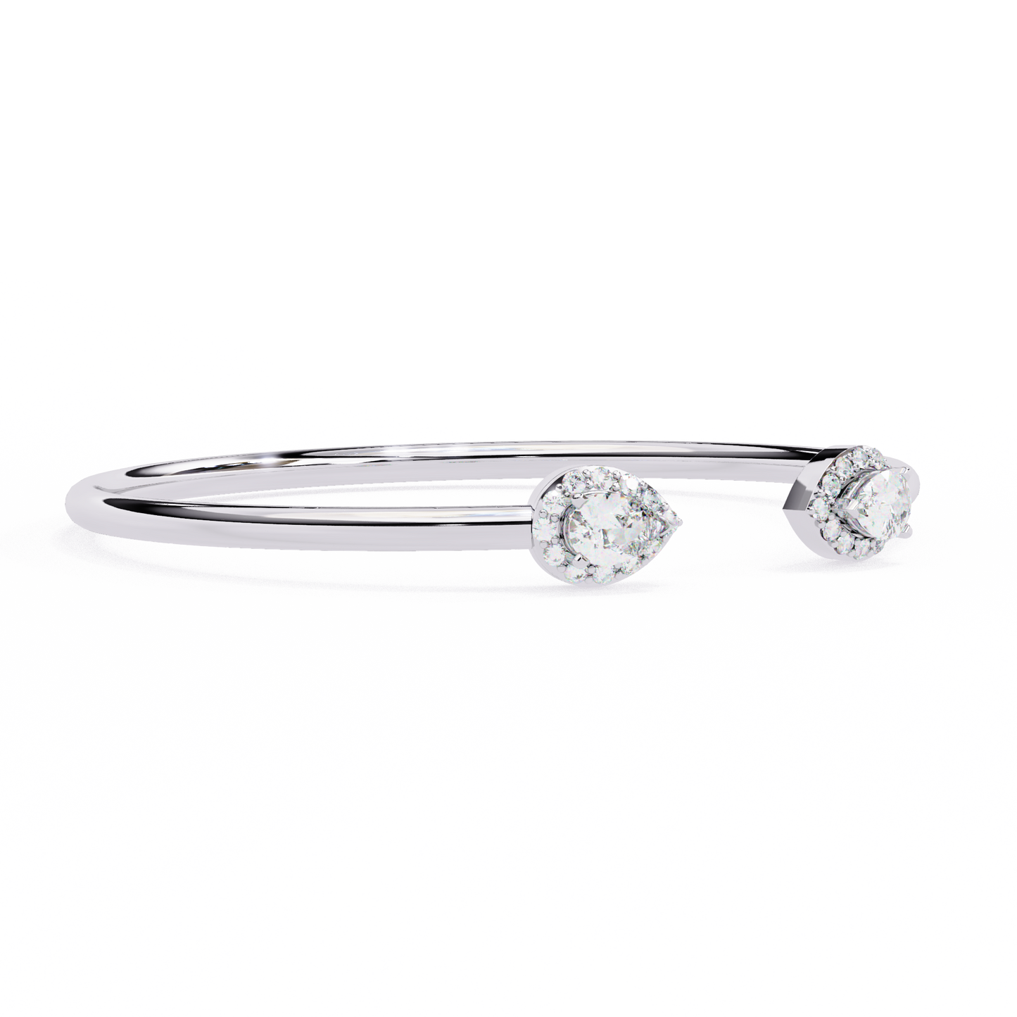 Pear Halo Open Cuff Diamond Bracelet