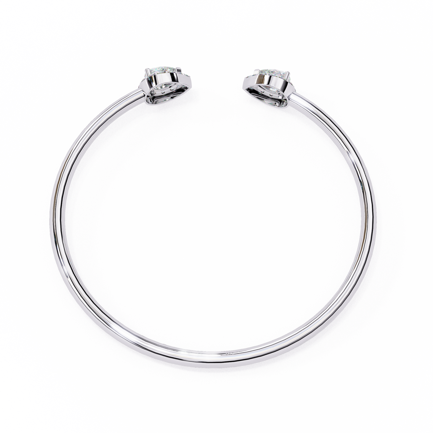 Pear Halo Open Cuff Diamond Bracelet