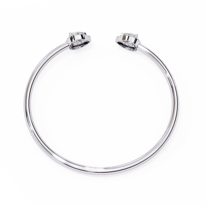 Pear Halo Open Cuff Diamond Bracelet