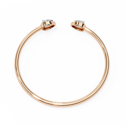 Pear Halo Open Cuff Diamond Bracelet