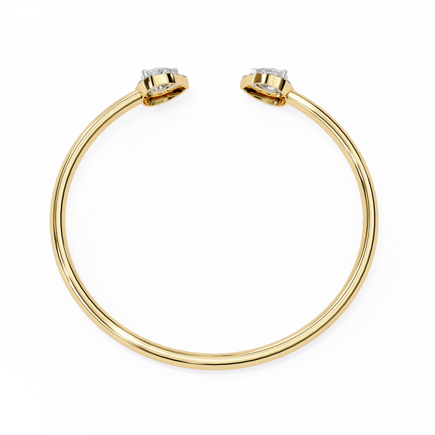 Pear Halo Open Cuff Diamond Bracelet