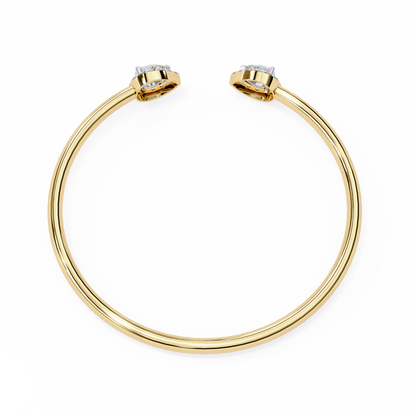 Pear Halo Open Cuff Diamond Bracelet