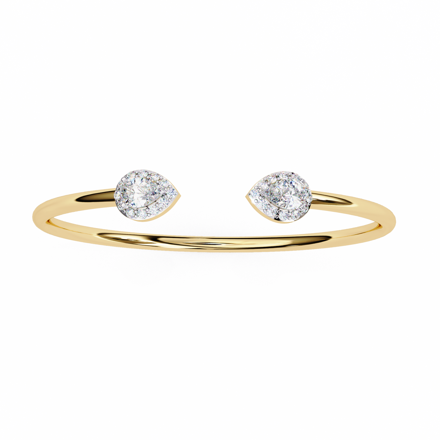 Pear Halo Open Cuff Diamond Bracelet