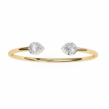 Pear Halo Open Cuff Diamond Bracelet