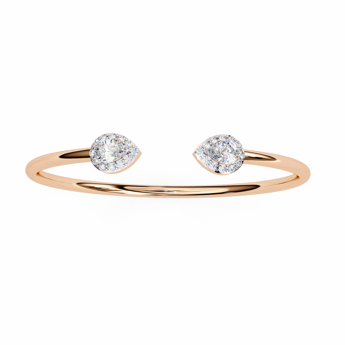 Pear Halo Open Cuff Diamond Bracelet