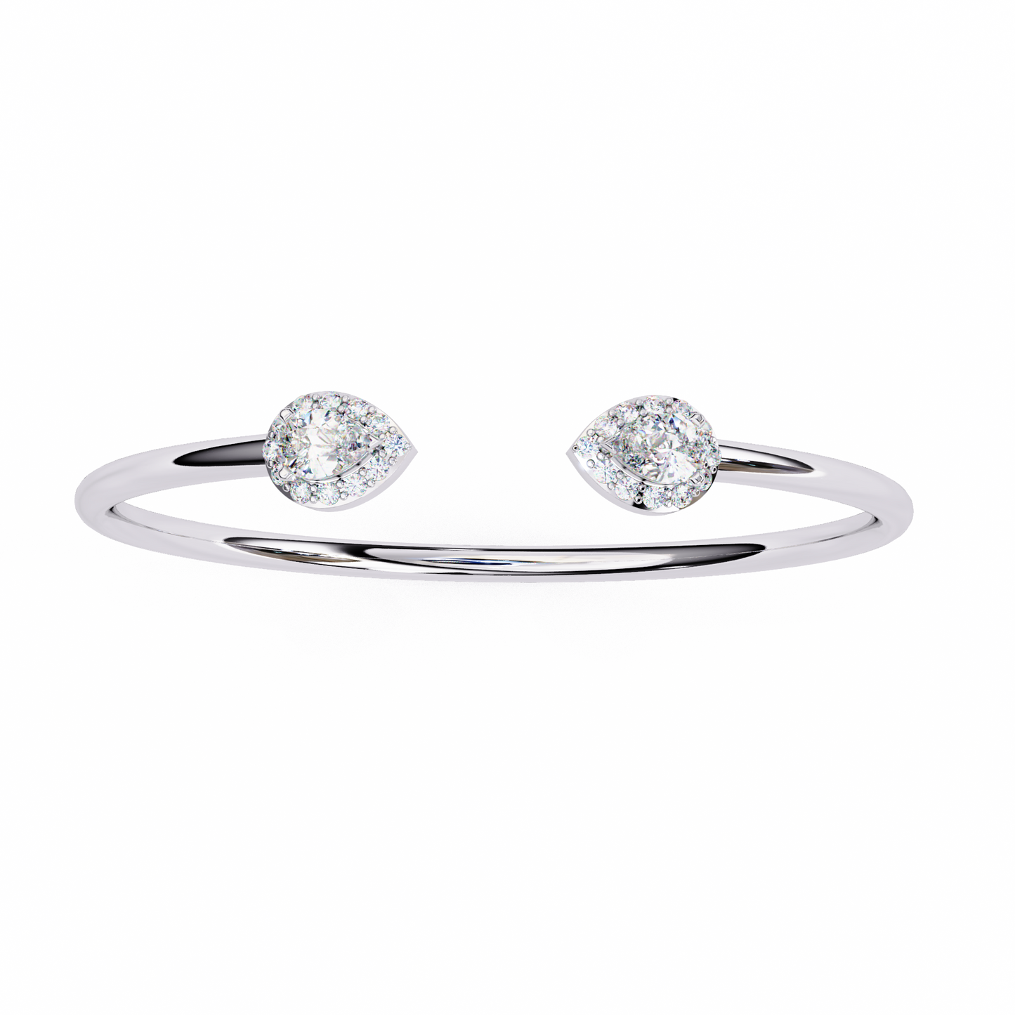 Pear Halo Open Cuff Diamond Bracelet