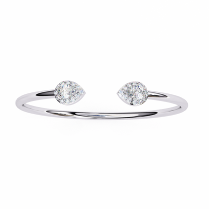 Pear Halo Open Cuff Diamond Bracelet