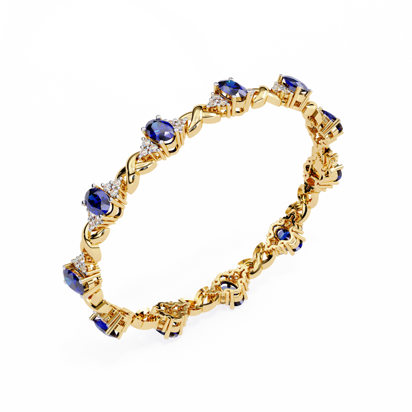 Blue Sapphire & Diamond Infinity Link Bracelet