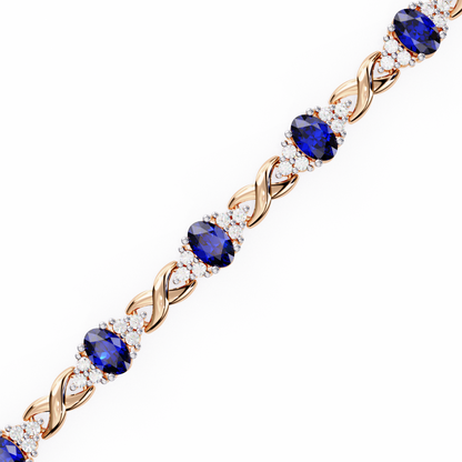 Blue Sapphire & Diamond Infinity Link Bracelet