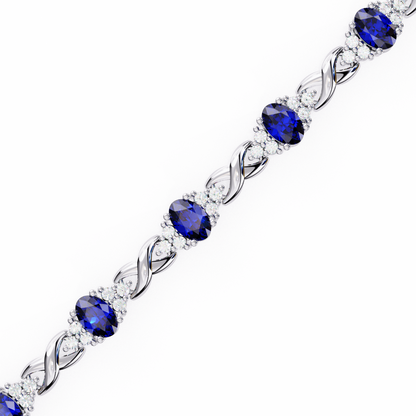 Blue Sapphire & Diamond Infinity Link Bracelet