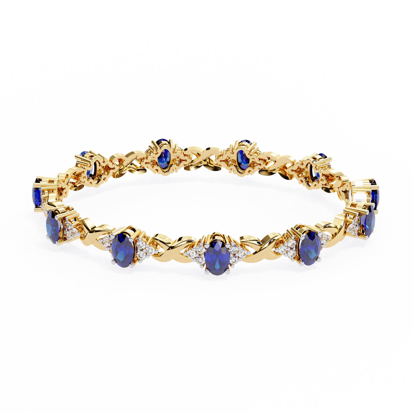 Blue Sapphire & Diamond Infinity Link Bracelet