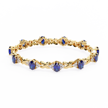 Blue Sapphire & Diamond Infinity Link Bracelet