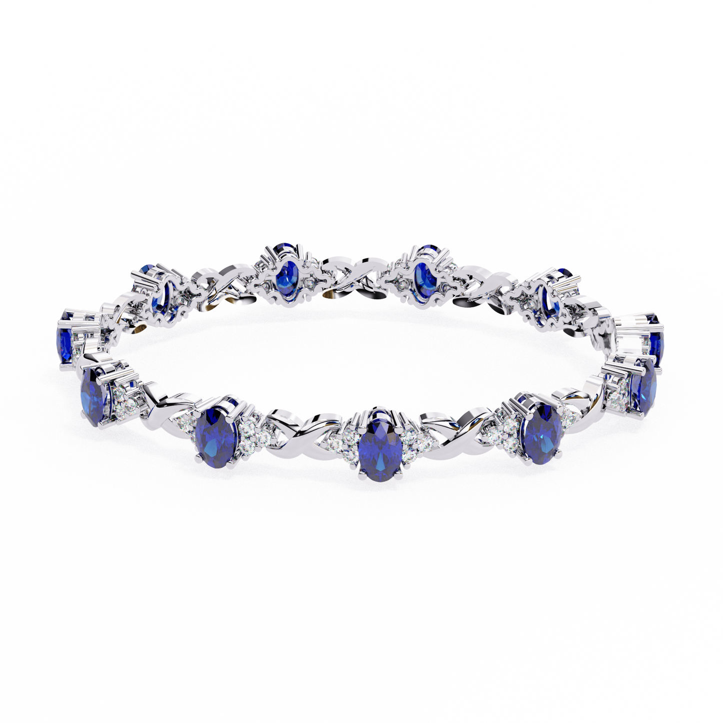 Blue Sapphire & Diamond Infinity Link Bracelet