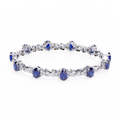 Blue Sapphire & Diamond Infinity Link Bracelet