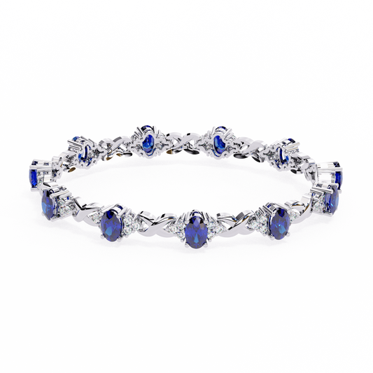 Blue Sapphire & Diamond Infinity Link Bracelet