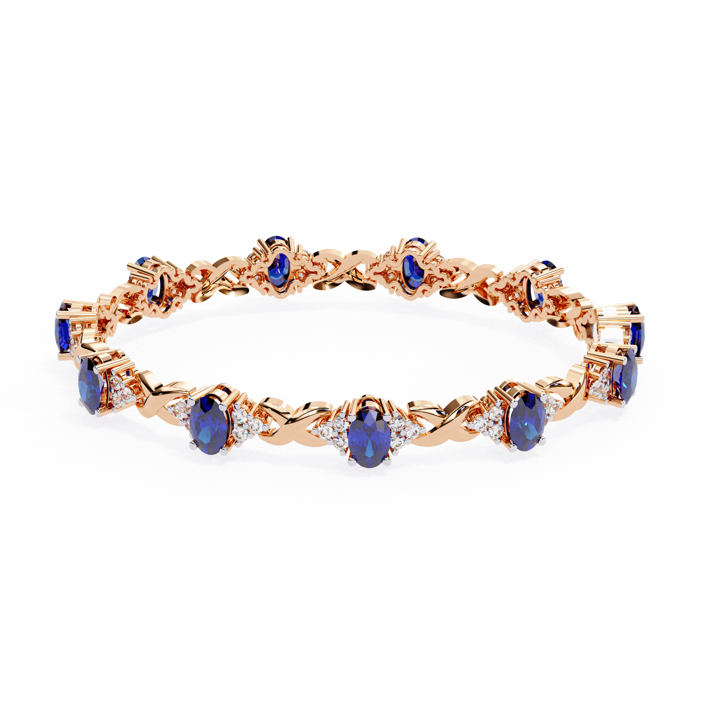 Blue Sapphire & Diamond Infinity Link Bracelet