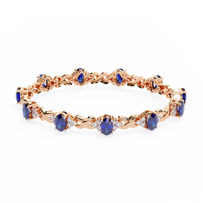 Blue Sapphire & Diamond Infinity Link Bracelet