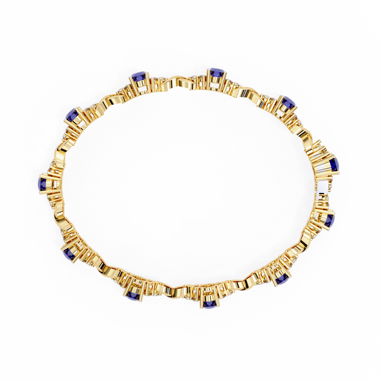 Blue Sapphire & Diamond Infinity Link Bracelet