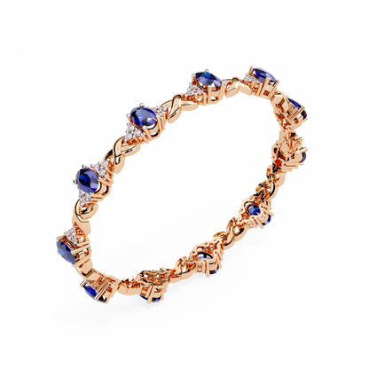 Blue Sapphire & Diamond Infinity Link Bracelet