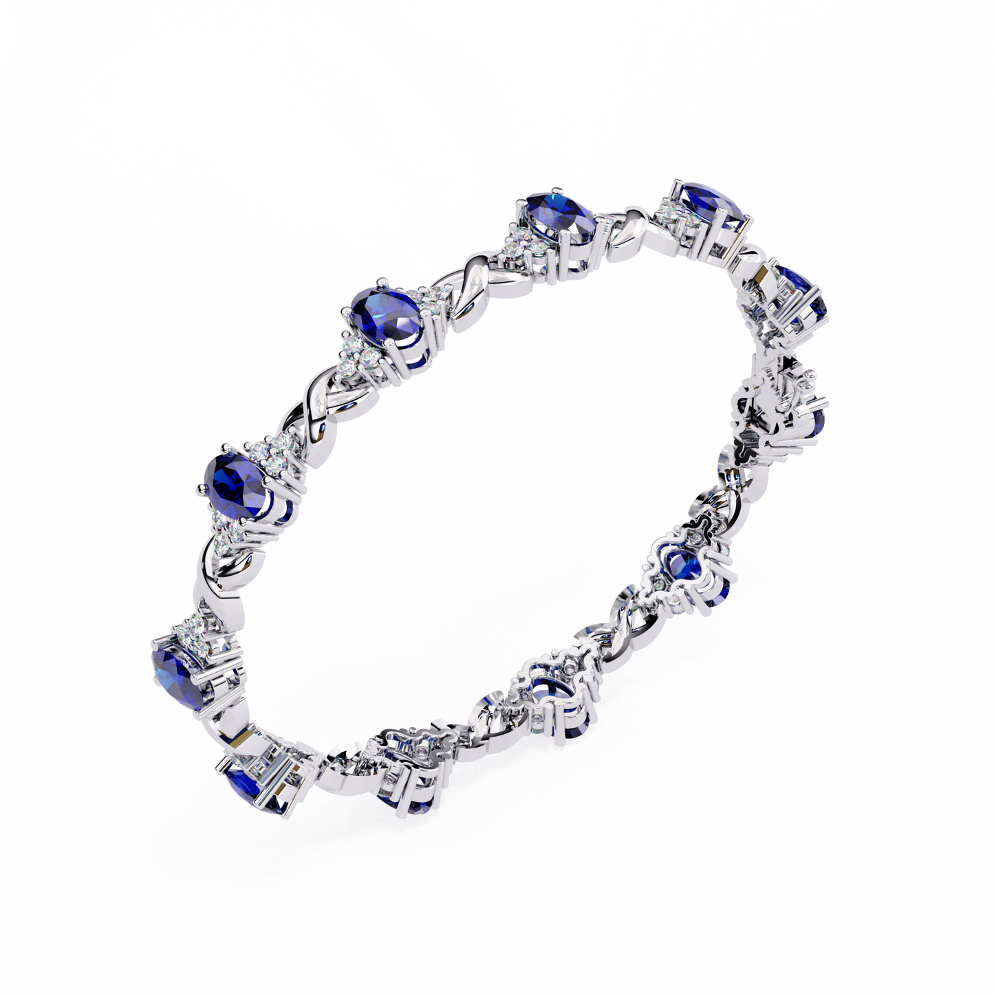 Blue Sapphire & Diamond Infinity Link Bracelet
