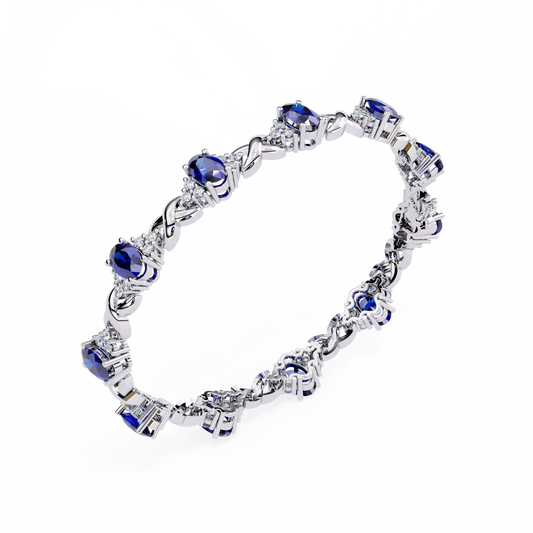 Blue Sapphire & Diamond Infinity Link Bracelet