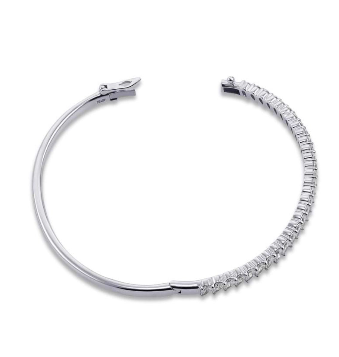 Baguette Diamond Half Tennis Bangle